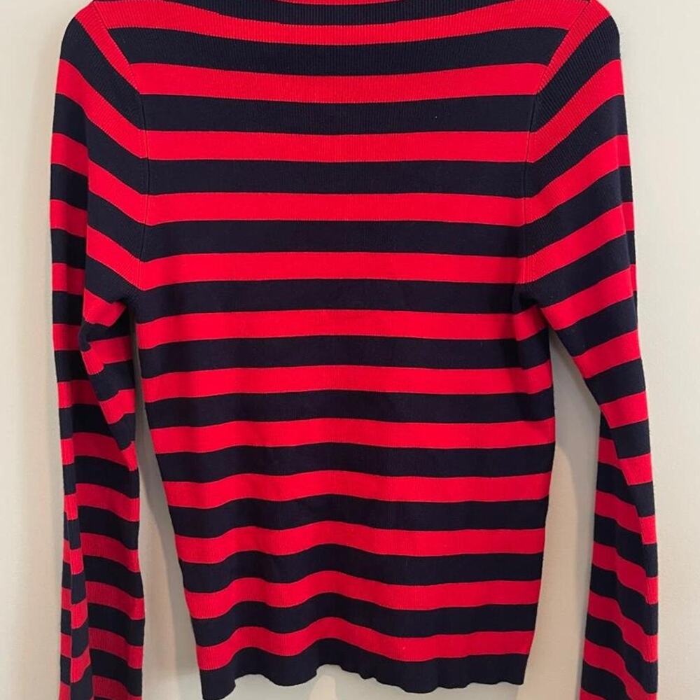 Maeve by Anthropologie Red & Navy Striped Top Medium